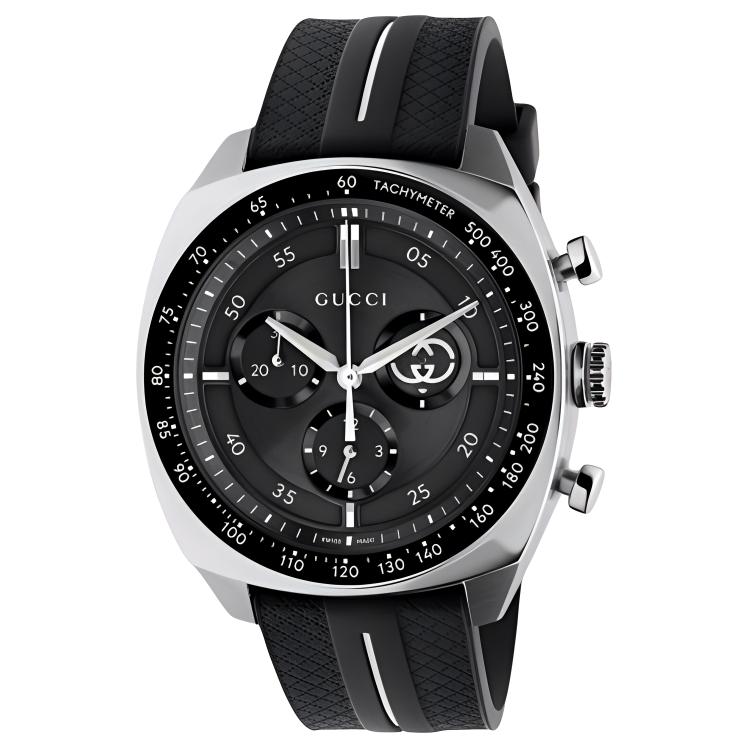 

GUCCI Кварцевые наручные часы с ремешком из резины, черный циферблат 41 мм, мужские часы
