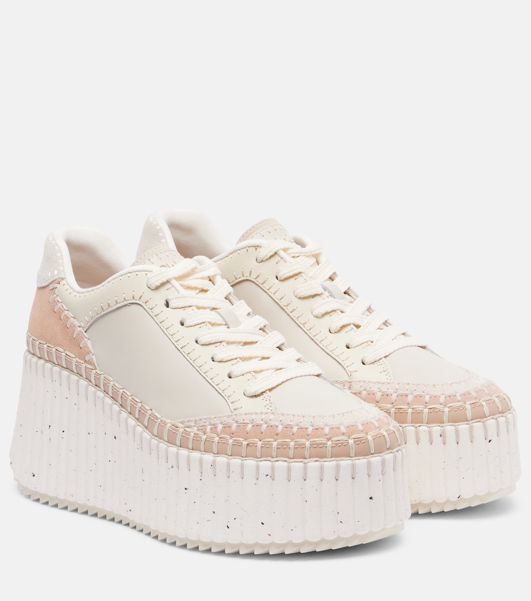 Кожаные кеды на платформе Nama Chloé, Power Beige