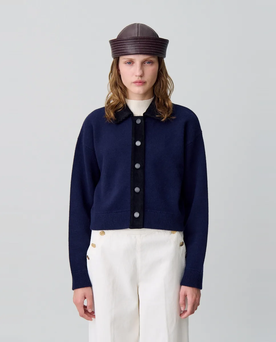 

Женский вельветовый кардиган Claudie Pierlot, темно-синий