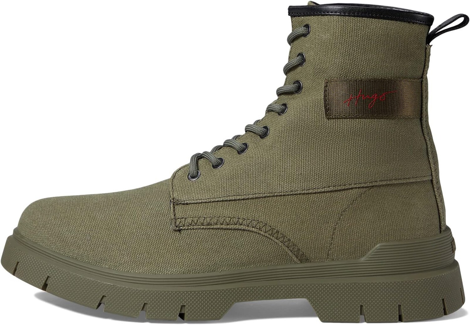 Ботинки на шнуровке Ryan Canvas Lace-Up Boots HUGO, оливково-серый — фото 4