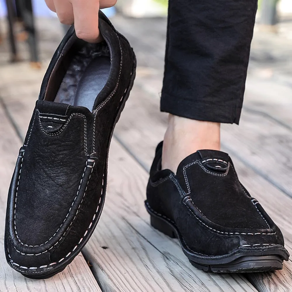 

Мужские повседневные слипоны Maylrvjv, мокасины для вождения, мягкие и удобные кожаные туфли для ежедневной носки, черный