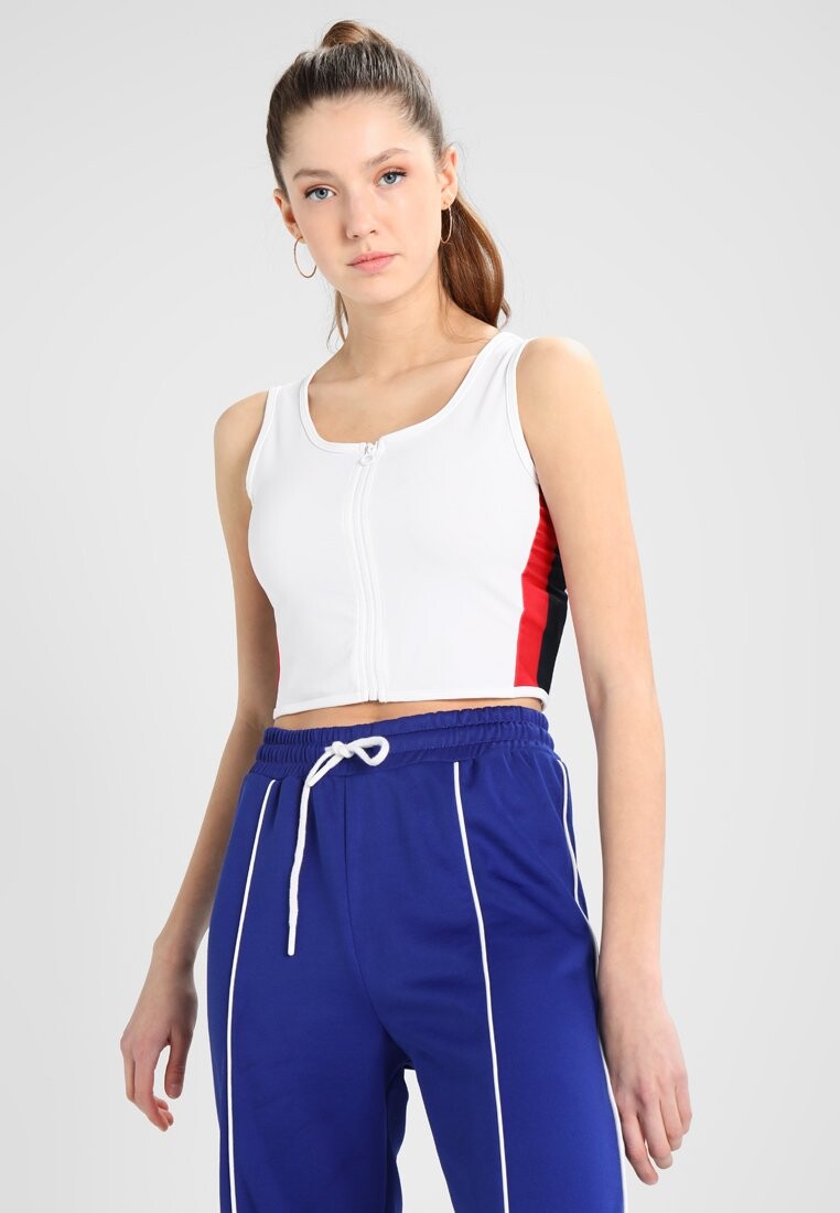 

Топ LADIES SIDE STRIPE CROPPED ZIP Urban Classics, белый