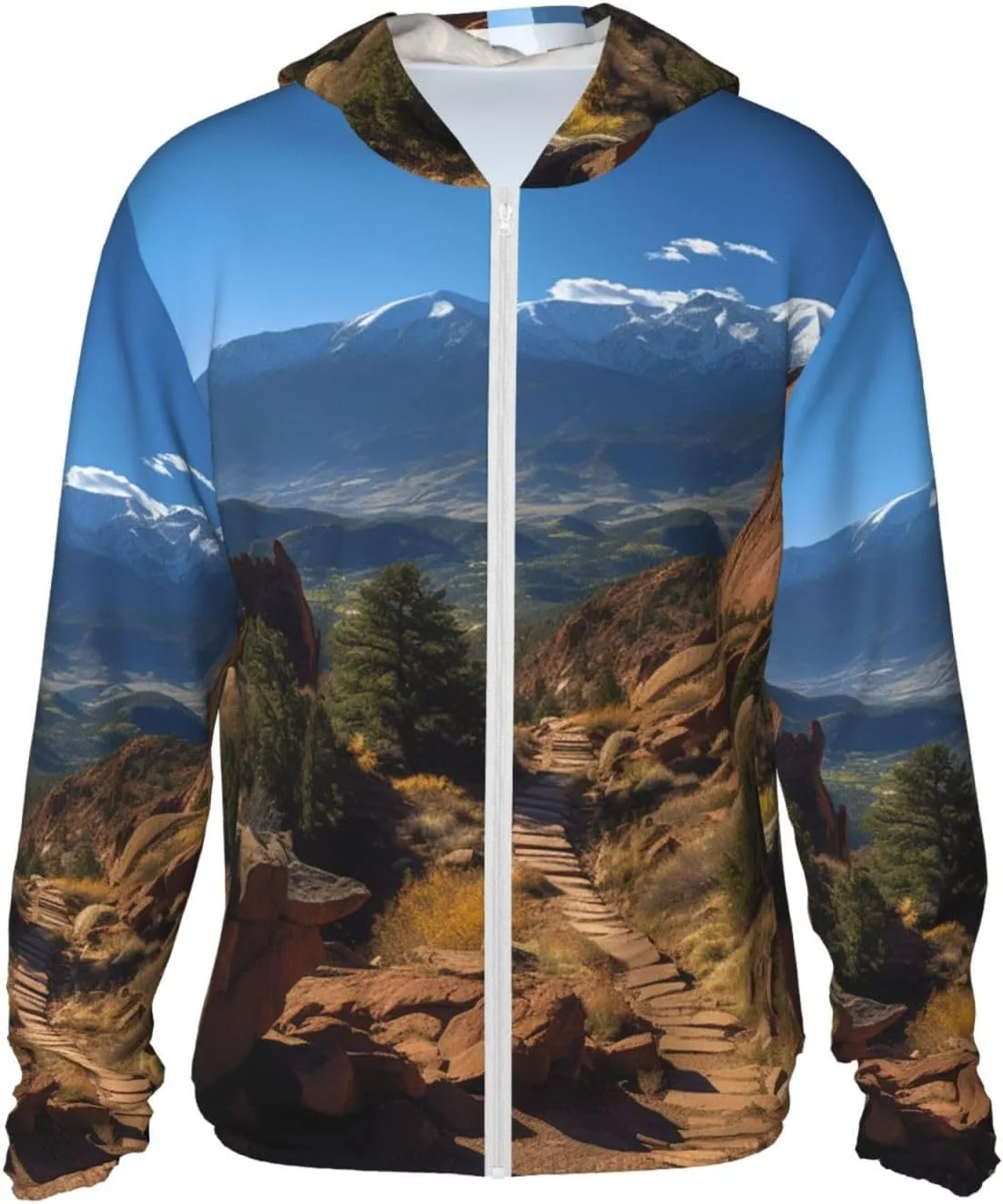 

Толстовка с защитой от солнца, длинный рукав, молния, принт Pikes Peak Colorado, карманы VTCTOASY