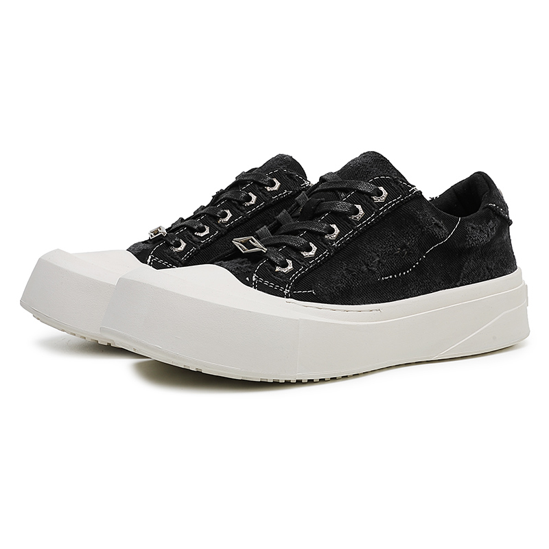 

MODENGPAN Мужские скейтерские кеды лоу-топ черные выстиранные, цвет Washed Black