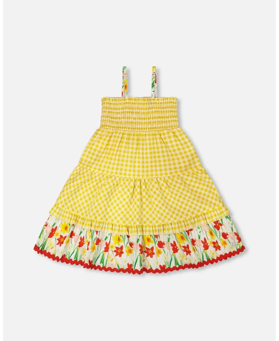 Сарафан для девочек в клетку Deux par Deux, желтый gingham — фото 3