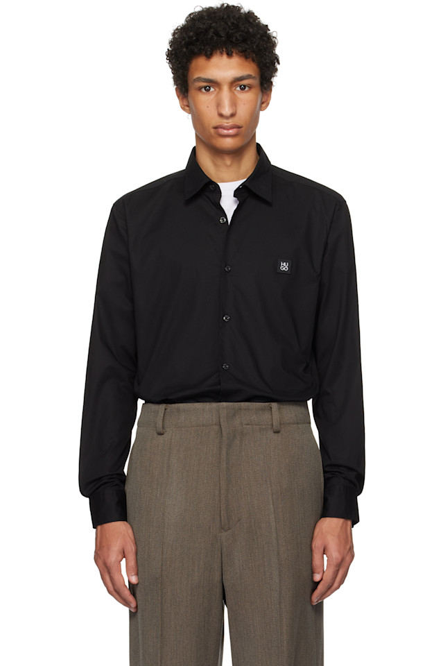 

Рубашка с накладным логотипом Slim-Fit Hugo, черный