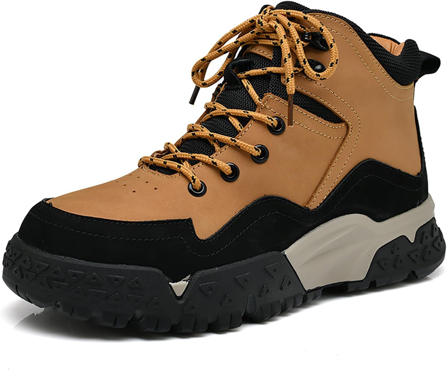 

Мужские кожаные треккинговые ботинки на шнуровке с платформой, модные, легкие, дышащие, с круглым носком, для походов и путешествий с рюкзаком Faglkak, коричневый