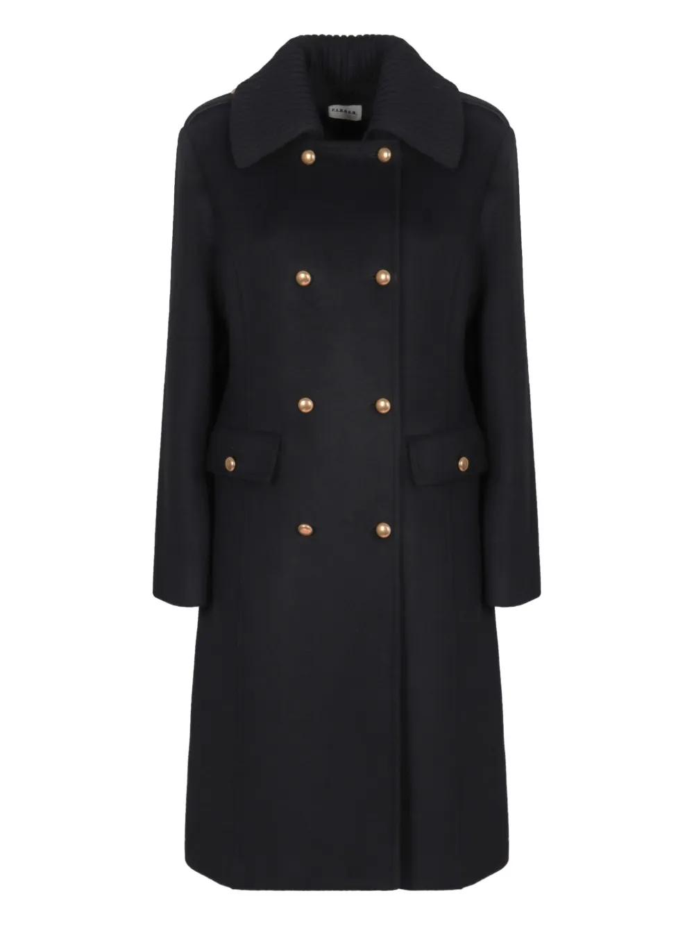 

Двубортное пальто со съемным воротником P.A.R.O.S.H., черный