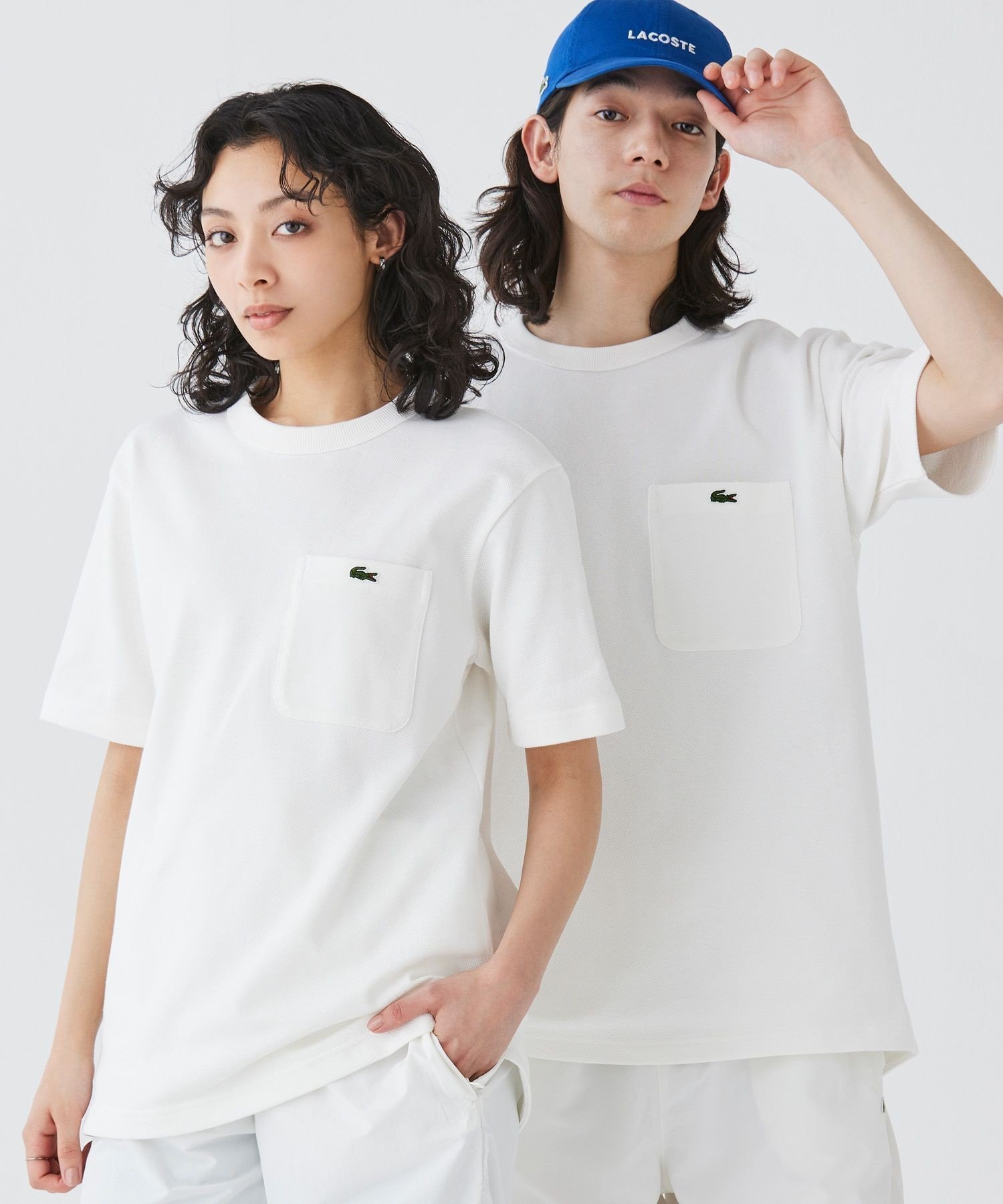 Футболка с короткими рукавами из ткани пике с карманом LACOSTE, White