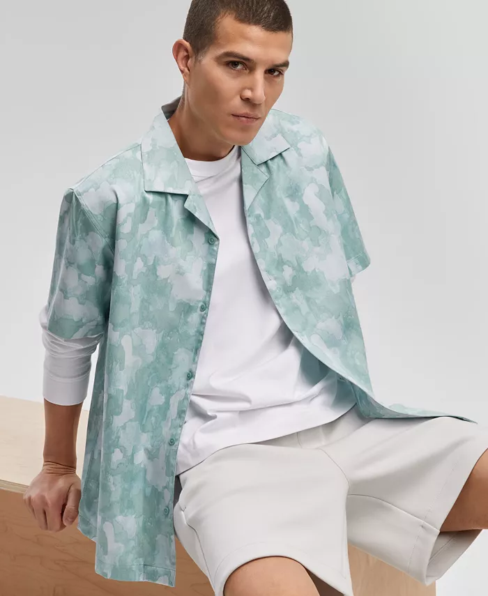 

Мужская свободная рубашка с принтом и пуговицами Camp Shirt Mode of One, зеленый