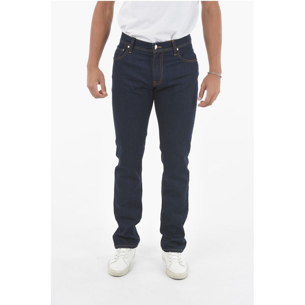 

ID LUXURY DENIM Темно-выбеленные облегающие джинсы со шлевками для ремня Corneliani, Blue