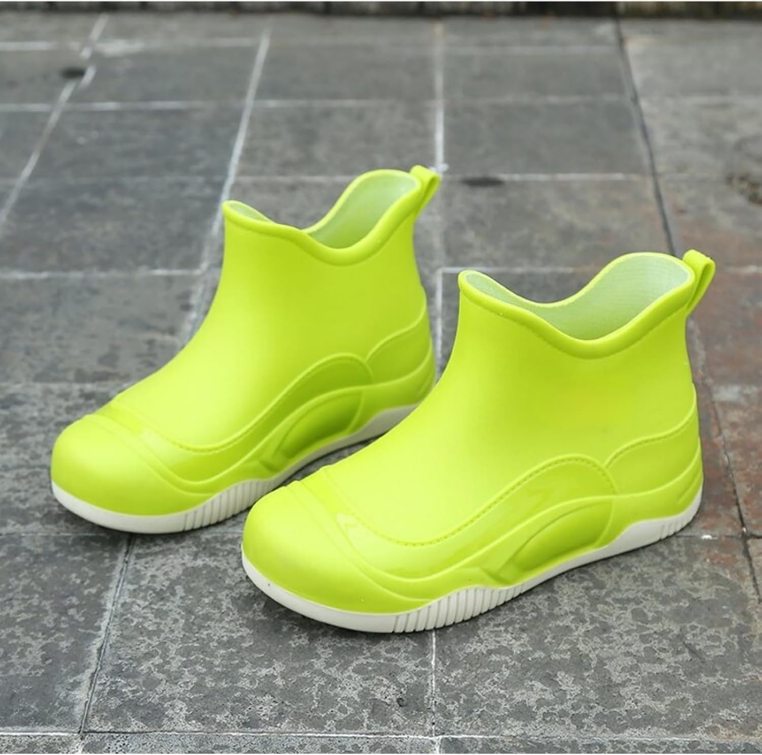 Женские и мужские ботинки Deck, водонепроницаемые, противоскользящие, резиновые черевики Chelsea до щиколотки Lghlmcl, зеленый — фото 2