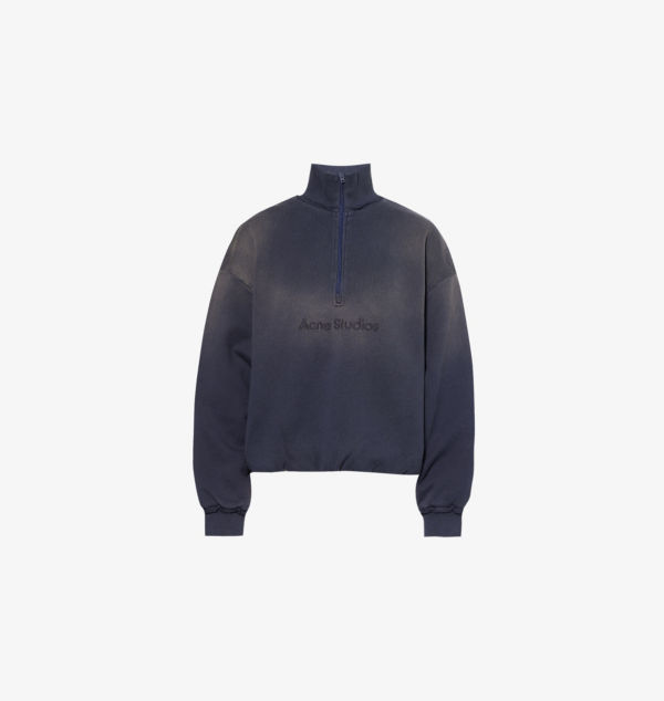 

Свитшот из хлопка свободного кроя с вышитым логотипом Acne Studios, синий