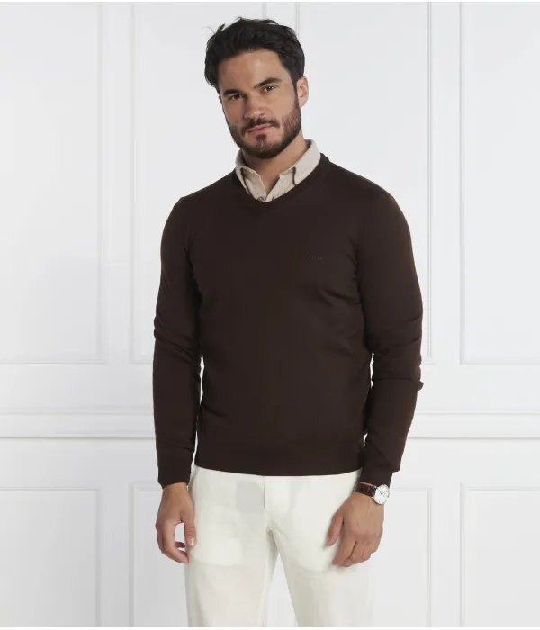 Шерстяной свитер Барам-л Regular fit Boss, коричневый — фото 3