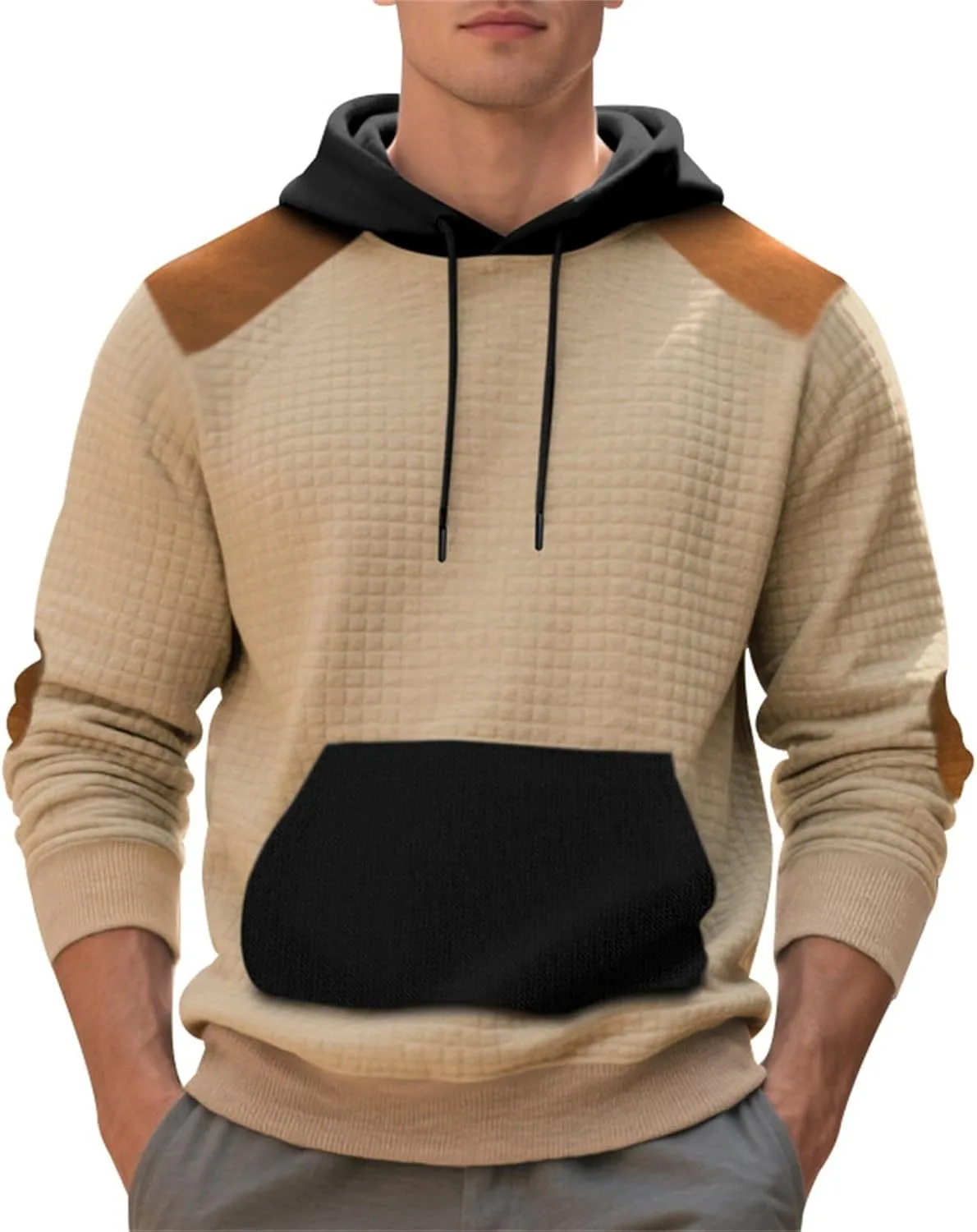 

Мужская клетчатая худи с капюшоном и большим карманом