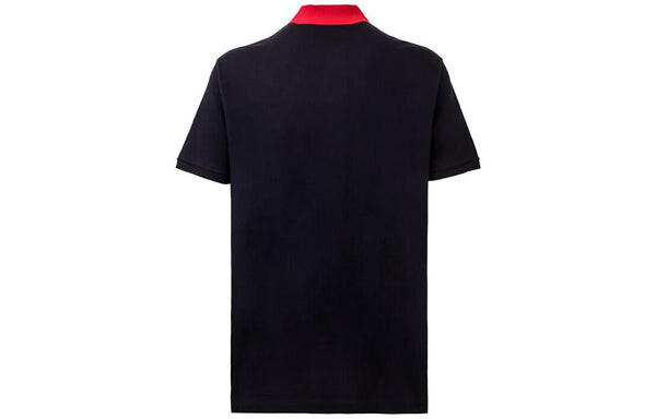 Футболка gg logo embroidered contrasting colors short sleeve polo shirt navy blue Gucci, синий — фото 2