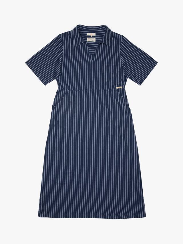 

Платье миди Ronya с коротким рукавом и открытым воротником в полоску из хлопка Nudie Jeans, Blue/White