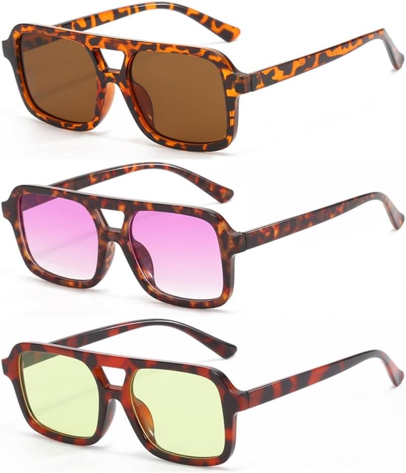 

3 шт./6 шт. Параллельные планки, универсальные ретро-модные солнцезащитные очки для активного отдыха, езды на велосипеде, с защитой от УФ-излучения, женские HYYZZC, 3pcs Leopard