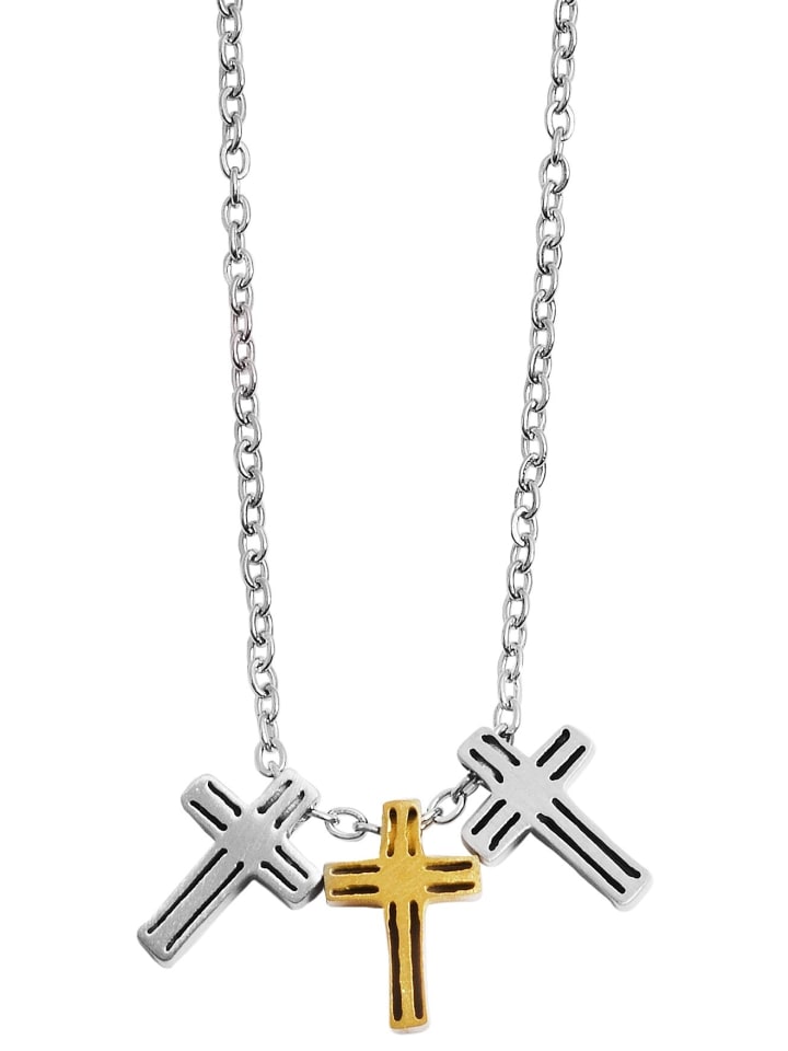 

Adeliás Женское ожерелье - цепочка из нержавеющей стали с крестом в виде якоря, 43 см, серебро