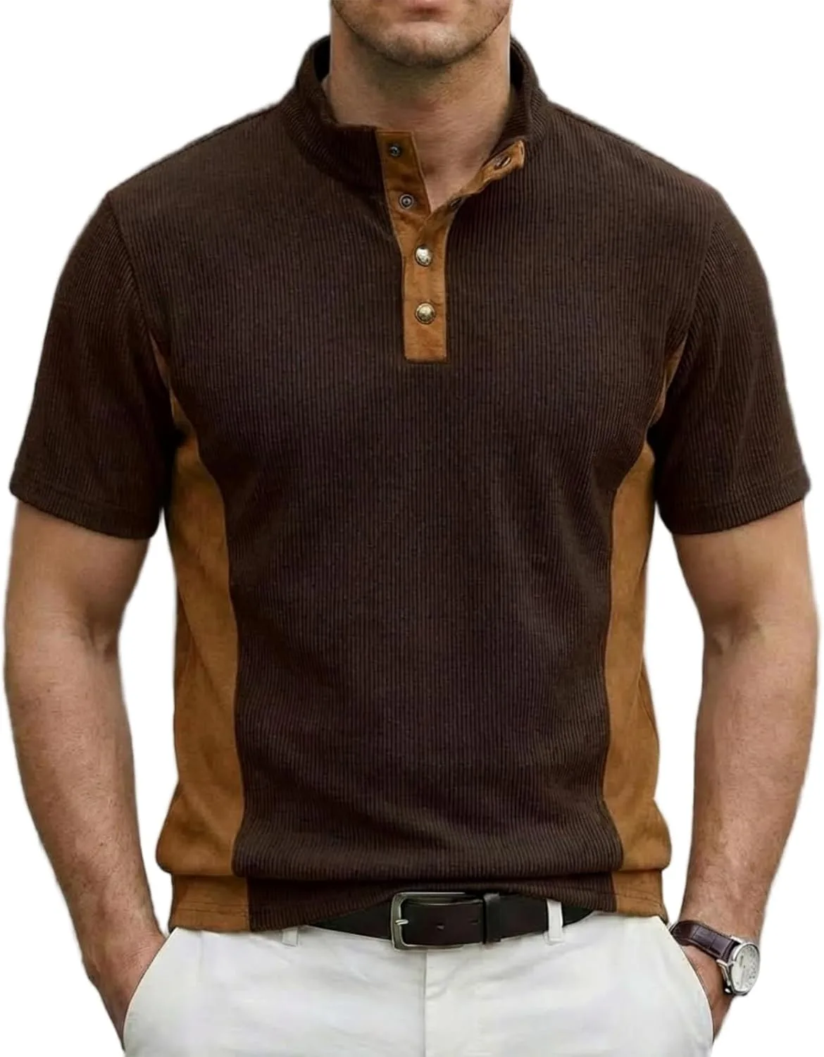 

Короткий поло из вельвета для мужчин, casual, slim fit RODYETQQ