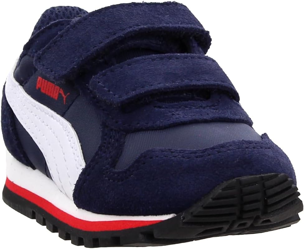 Кроссовки Puma St Runner унисекс-детские на липучке, белый/красный — фото 3