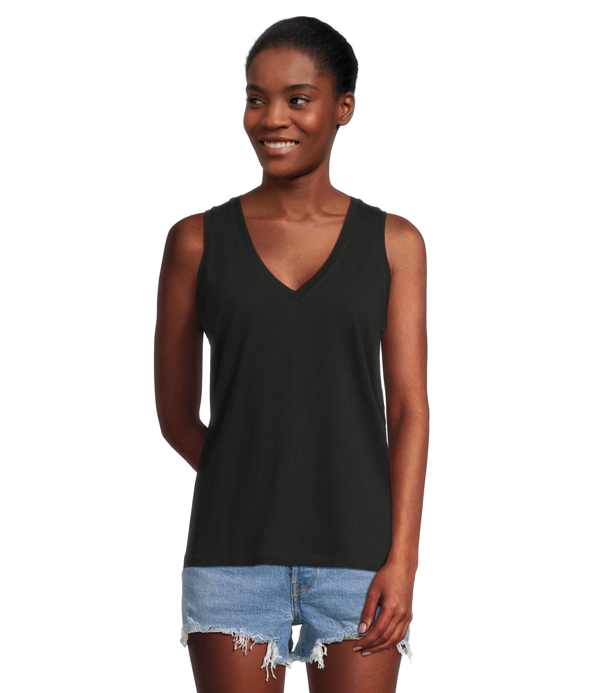 

Топ Madewell Northside Vneck Tank, цвет Jet Black