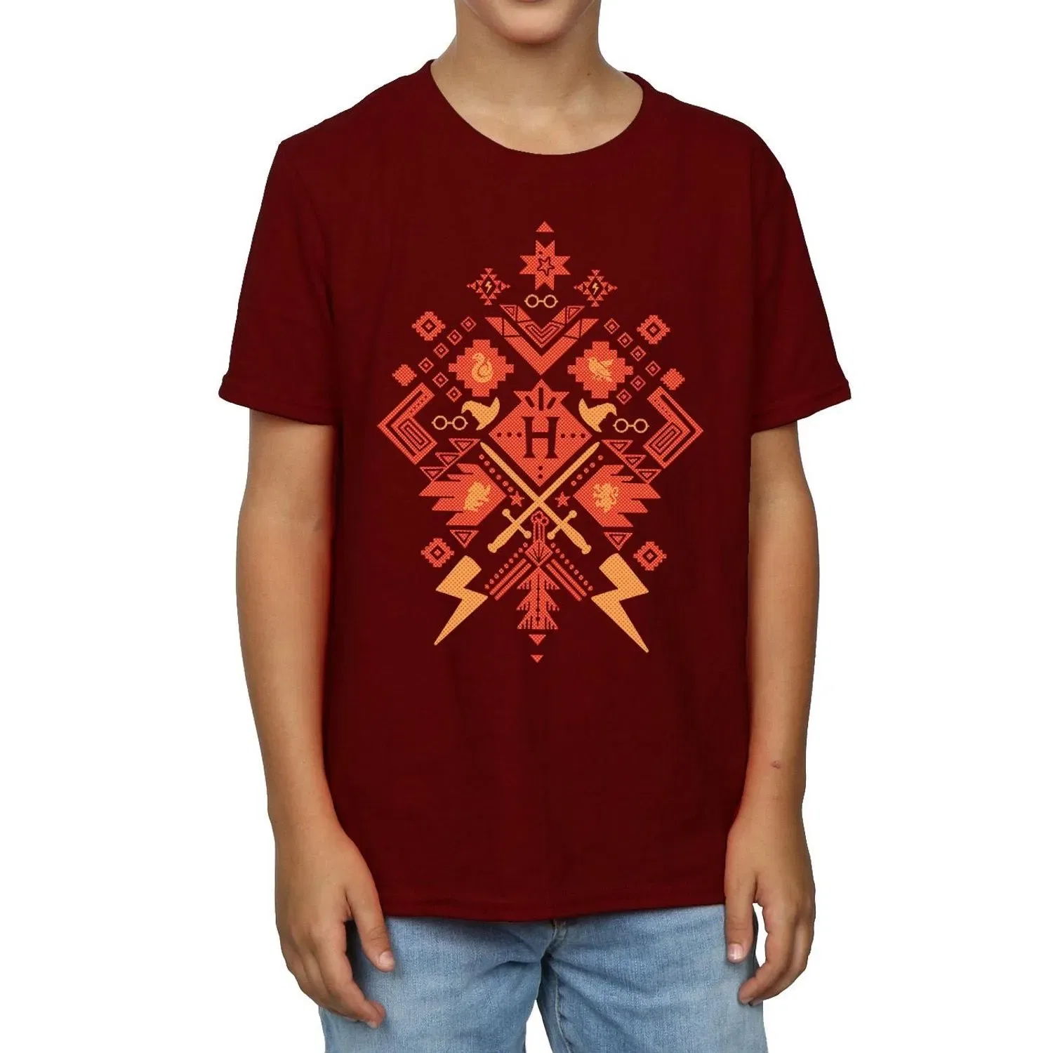 Футболка с принтом Fair Isle Harry Potter, бордовый — фото 3