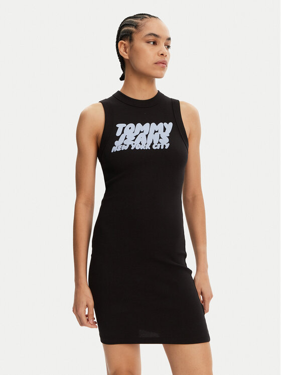 

Платье облегающего кроя для повседневной носки Bubble DW0DW21351 Tommy Jeans, черный