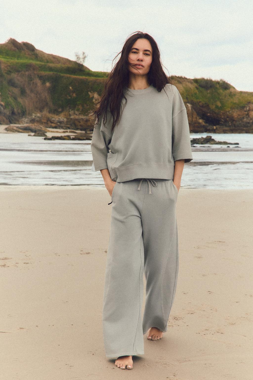 

Брюки с эффектом стирки ZARA, цвет Blue grey