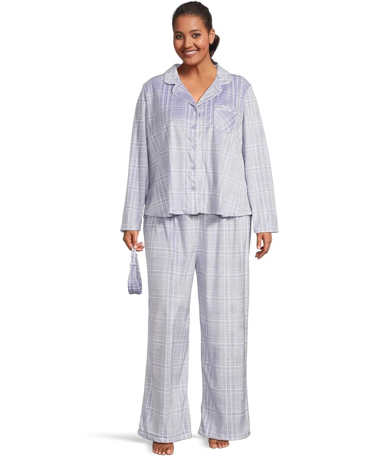 

Женский комплект для сна Karen Neuburger Plus Minky Fleece с длинным рукавом и длинными брюками, Blue Plaid
