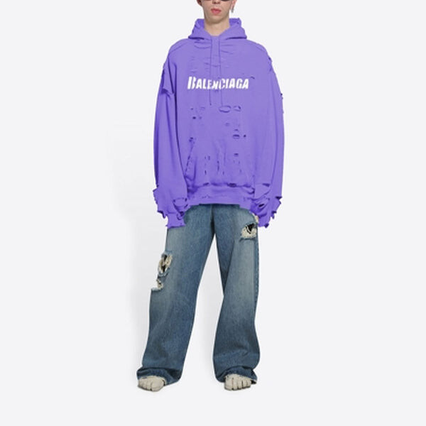 Толстовка caps destroyed hoodie 'purple' Balenciaga, фиолетовый — фото 3