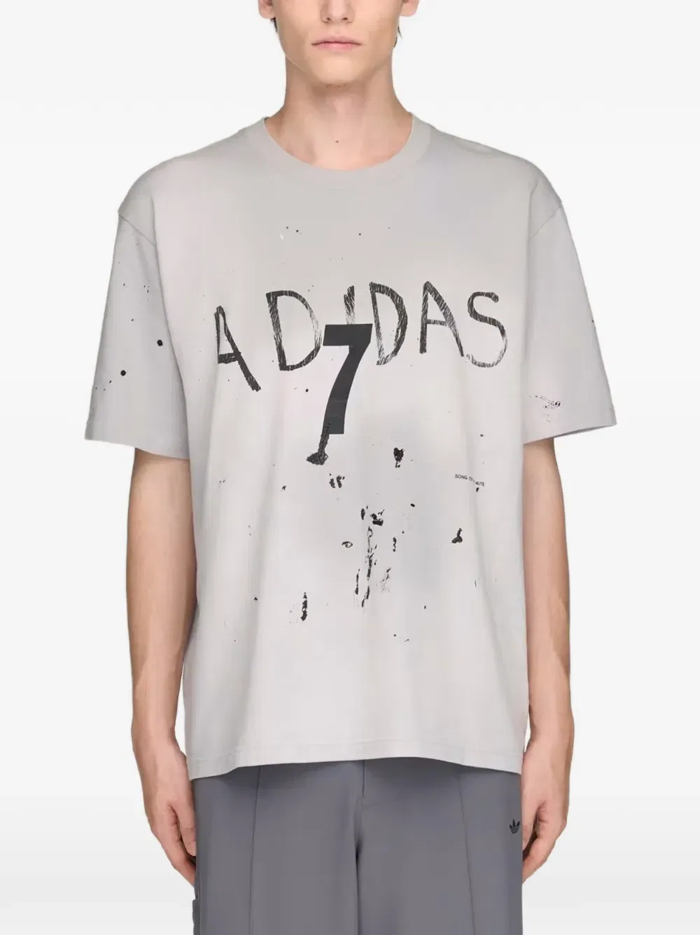 Футболка с логотипом X для немого 007, украшенная брызгами краски Adidas, серый — фото 4
