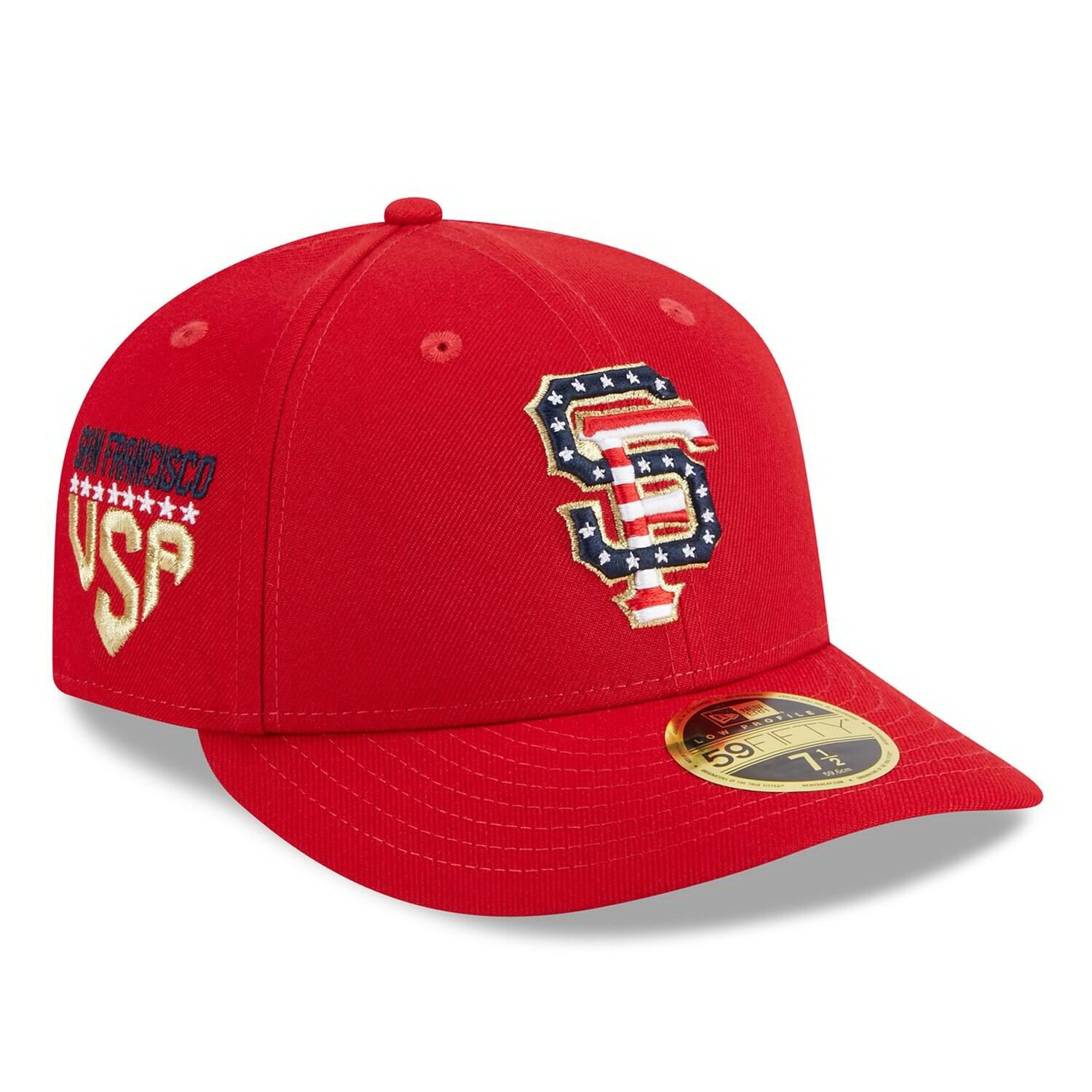 

Мужская облегающая шляпа New Era Red San Francisco Giants 2023 Fourth of июля 59FIFTY