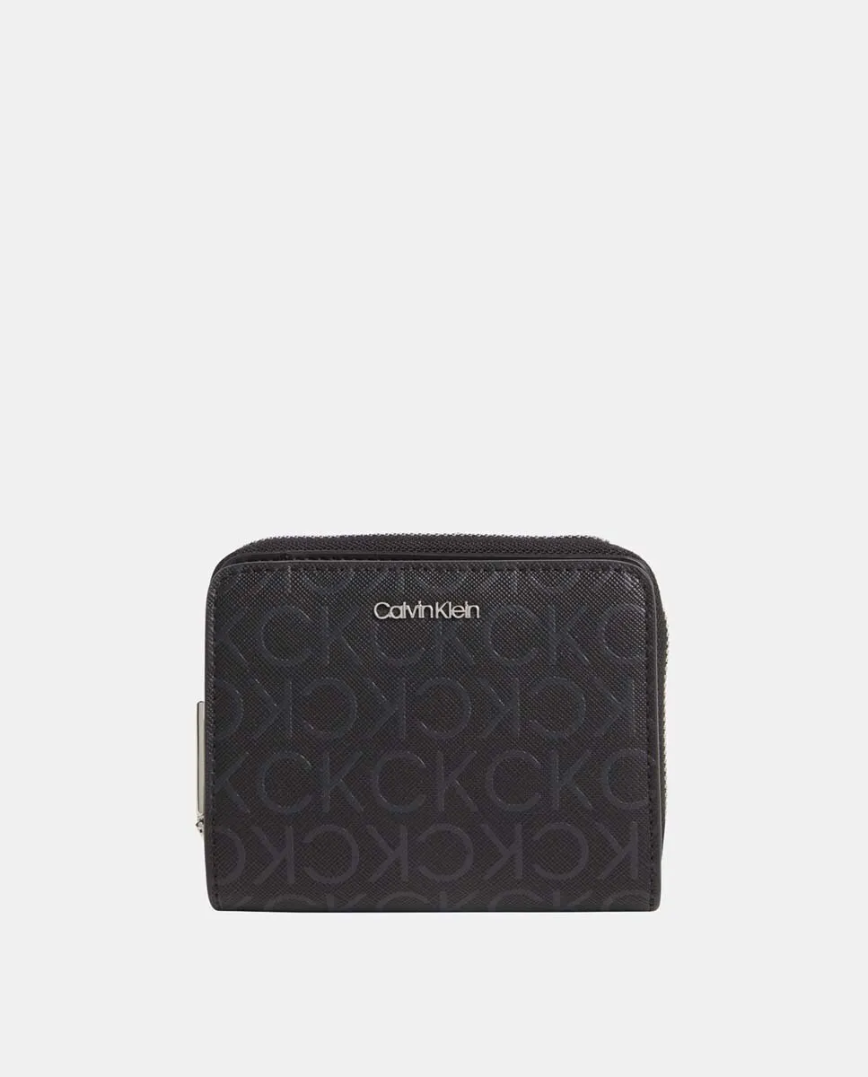 

Кошелек с монограммой и металлизированным логотипом спереди Calvin Klein, черный