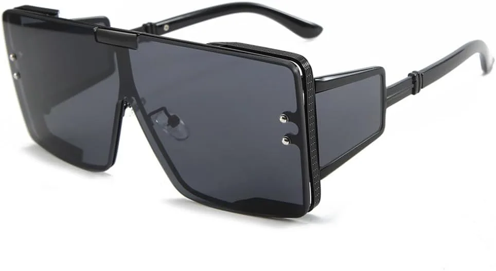 

Солнцезащитные очки One Piece Oversize Shield для женщин, градиентные, с широкими дужками, защита от УФ-излучения UV400, мужские, в стиле панк, черные LANGSER, 1