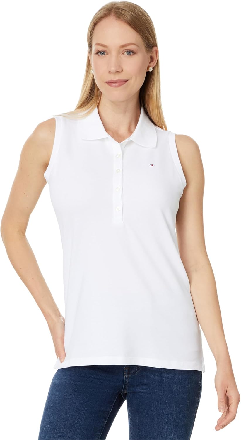 

Женская рубашка-поло с вышитым логотипом Tommy Hilfiger, Bright White
