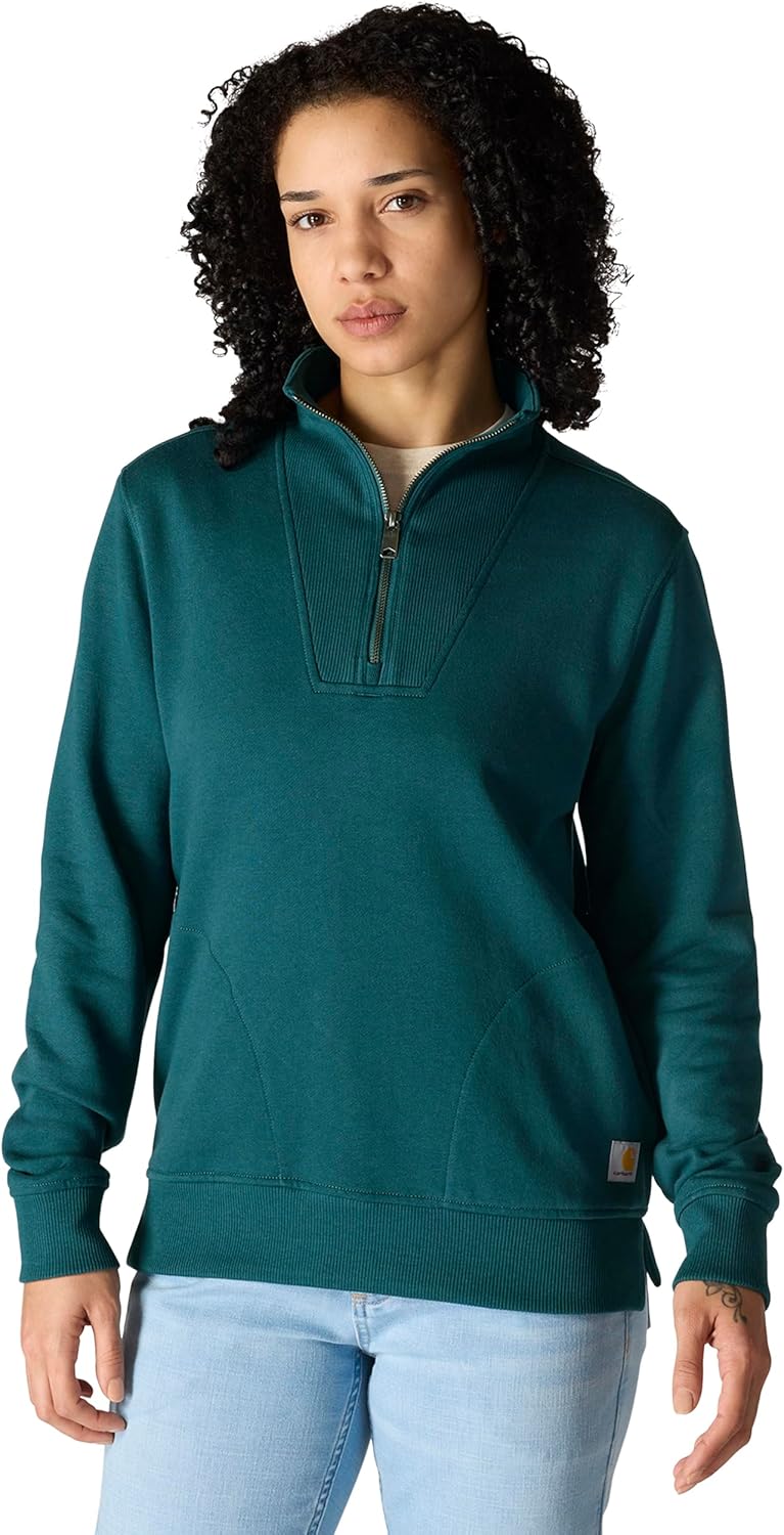 

Carhartt Women's TENCEL Fiber Series расслабленный фасон полузастежка свитшот, Greenstone, Зеленый, Carhartt Women's TENCEL Fiber Series расслабленный фасон полузастежка свитшот, Greenstone