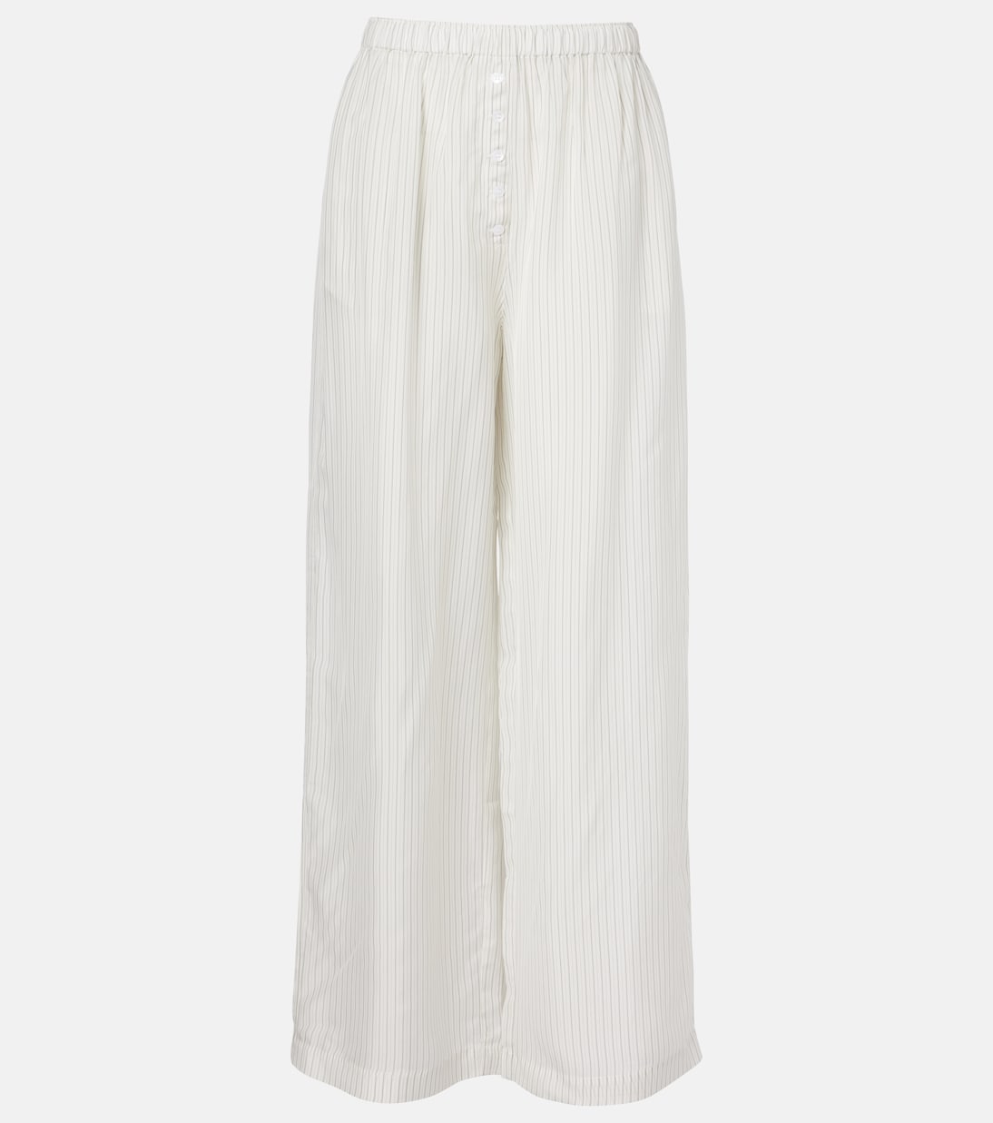 

Брюки широкие в полоску Brenna из шифона The Frankie Shop, White/Black Stripe