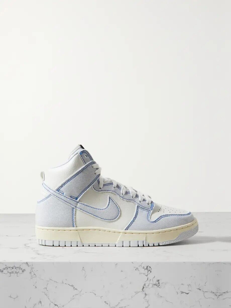 Высокие кеды Dunk 1985 из денима и кожи с прострочкой Nike, синий