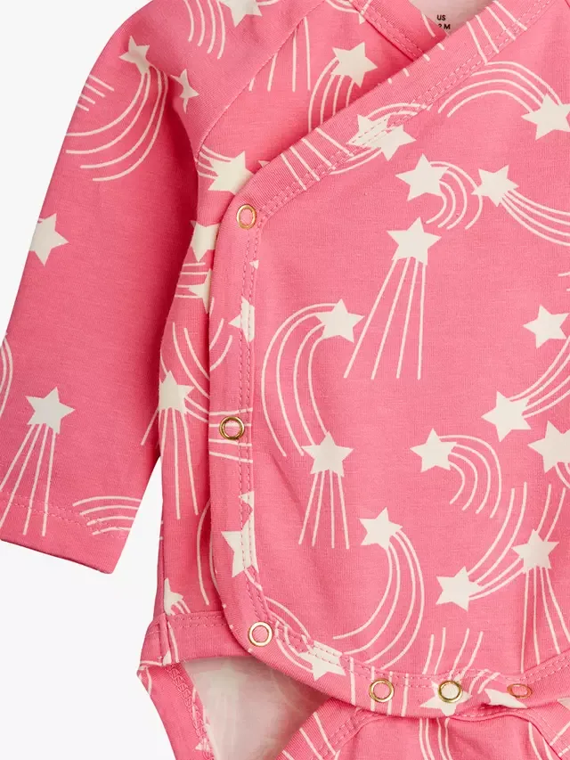 Детский боди с длинными рукавами и штанишки Baby Starfall Wrap, розовый Mini Rodini — фото 3