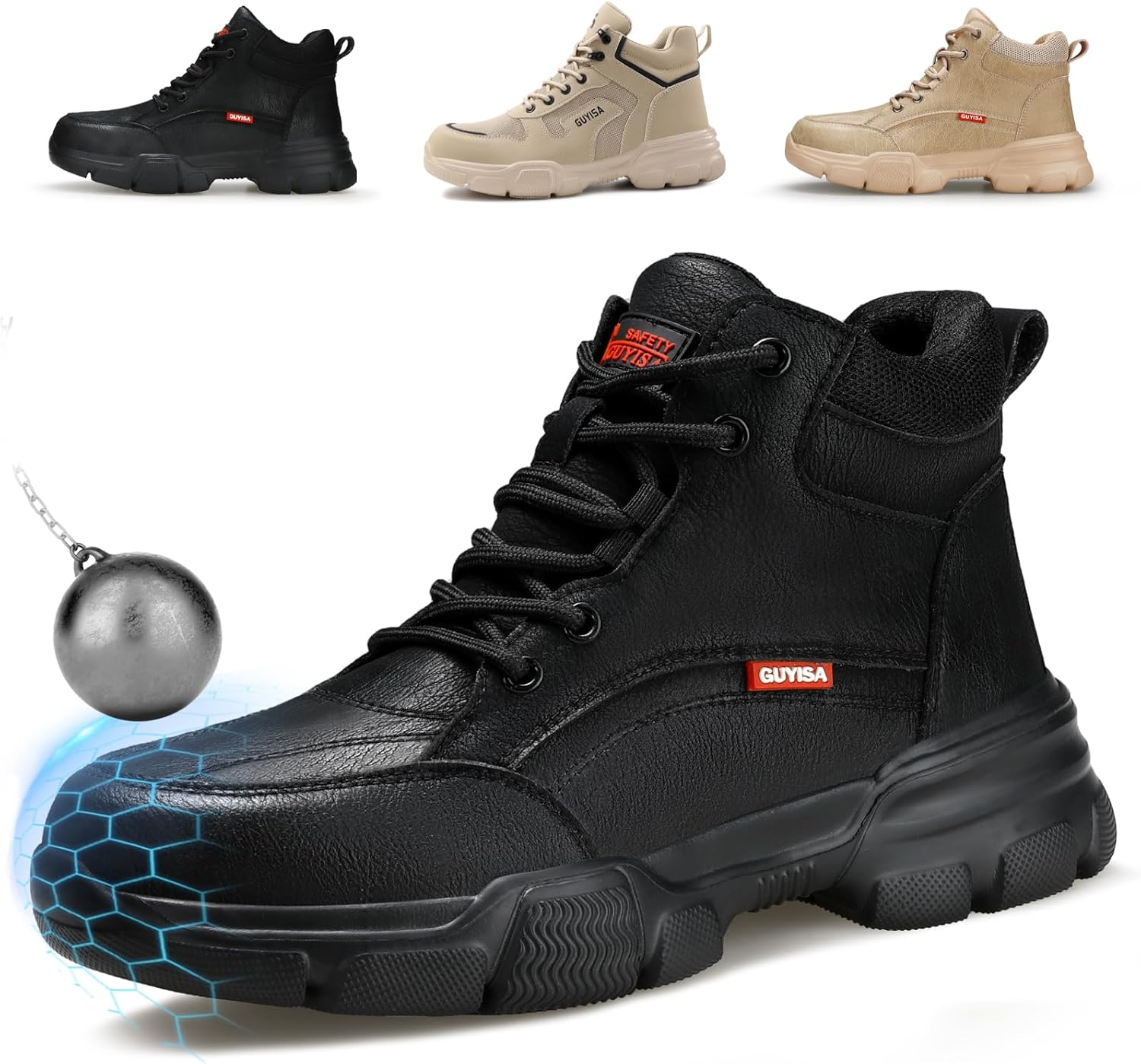 

Ботинки с стальным носком для мужчин, легкие защитные ботинки с кевларовой стелькой, водоотталкивающие, для строительства и работы на складе Dumsiyin, черный