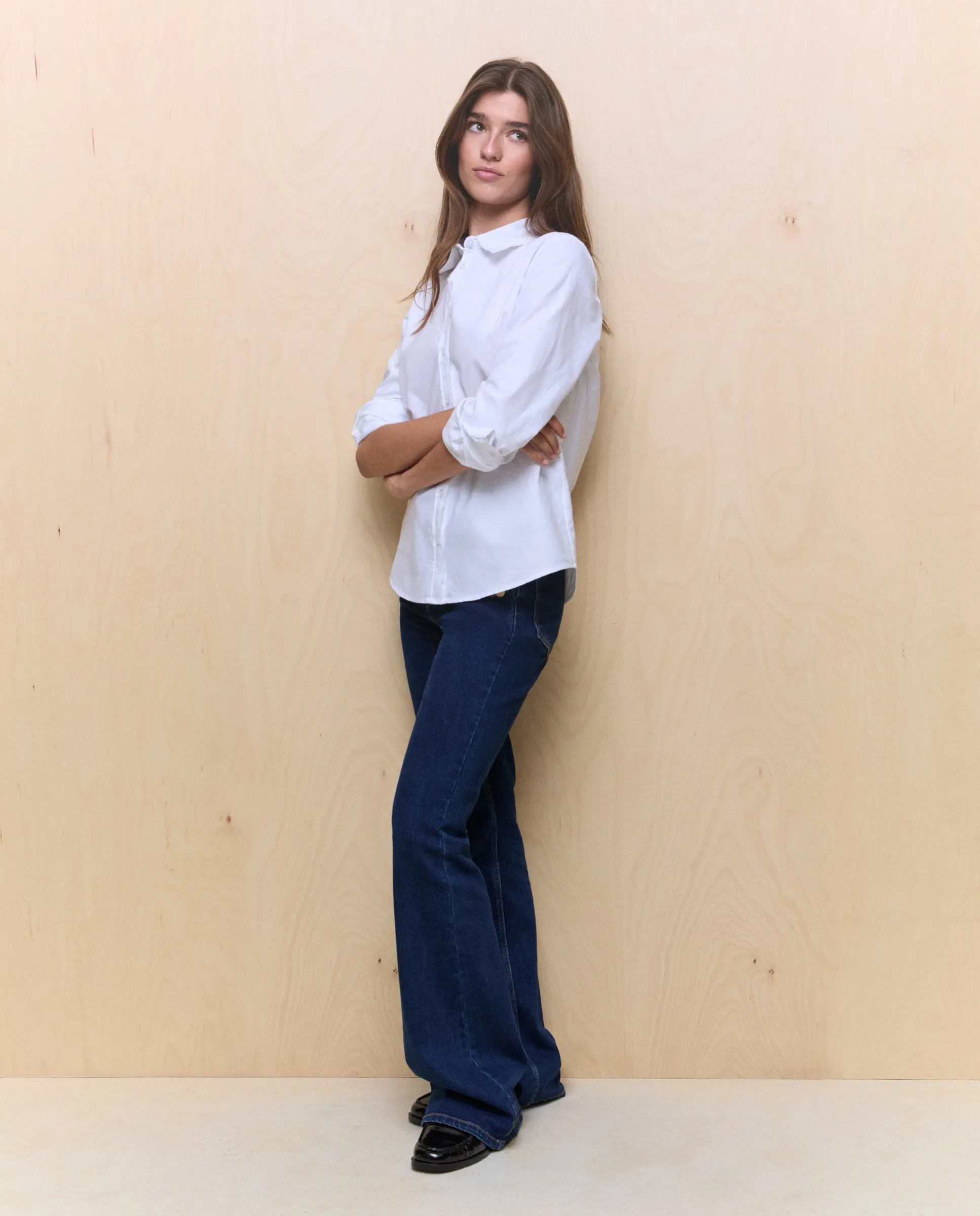 

Женские джинсы-клеш на пуговицах Easy Wear, темно-синий