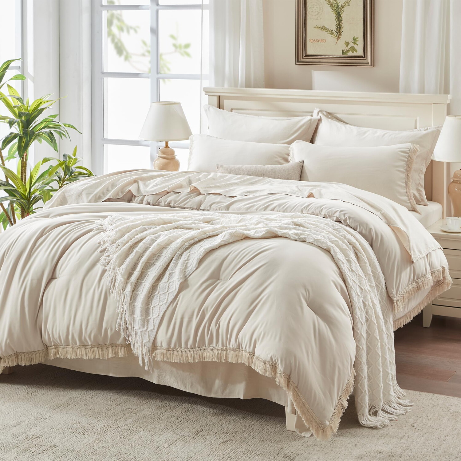 

Комплект постельного белья Andency King Size с простынями — 7 предметов, цвет Beige