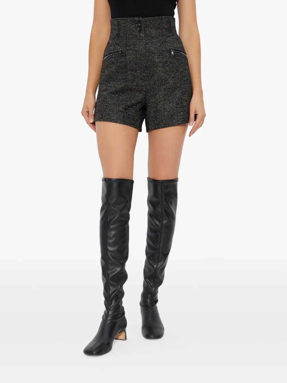 

Шорты Bolzano с завышенной талией и узором в елочку MAX MARA, коричневый