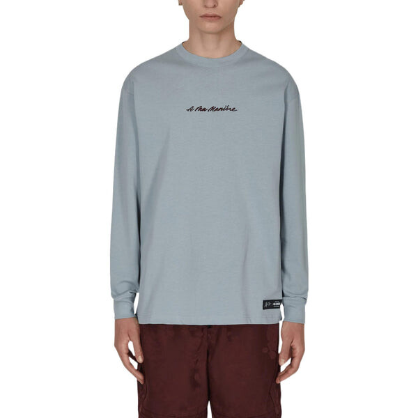 Футболка Men's Jordan x A Ma Manire Crossover Solid Color Alphabet Casual Long Sleeves Us Edition Light Blue T-Shirt, синий — фото 3