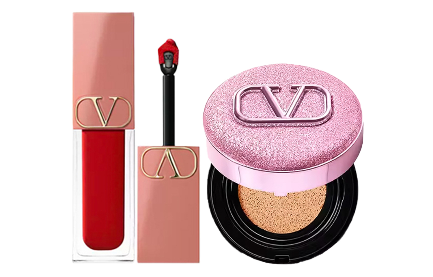 

Valentino Набор косметики Pink Air Cushion жидкая помада-тинтик легко растушевывается стойкая 6,5 мл+14 г