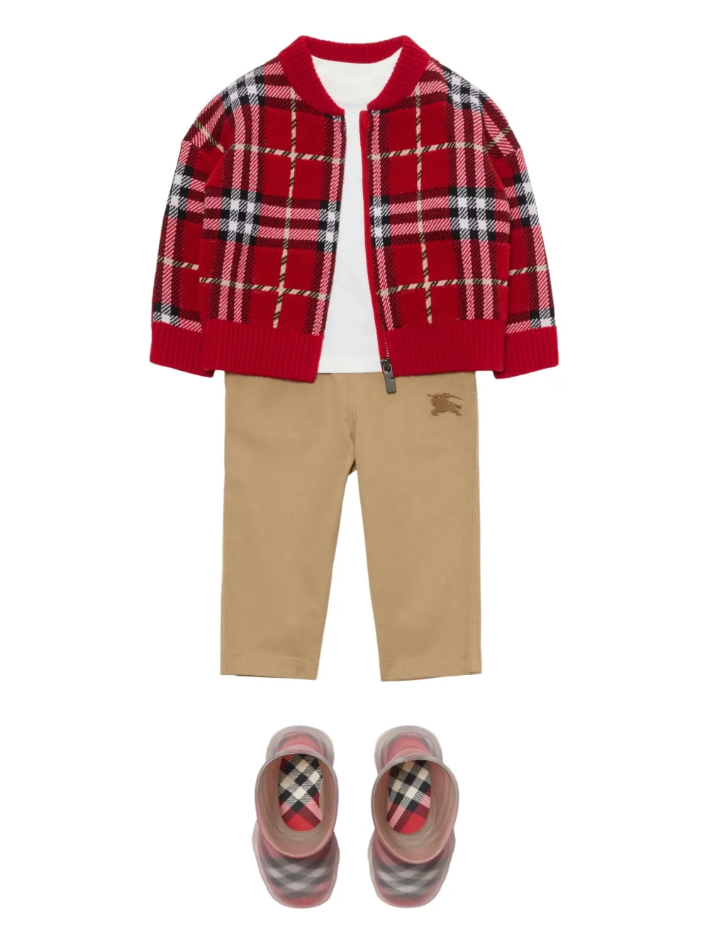 

Шерстяной кардиган в клетку BURBERRY KIDS, красный