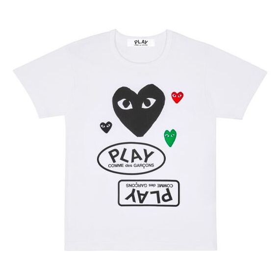 

Футболка multi heart t-shirt 'white black' Comme Des Garcons Play, белый