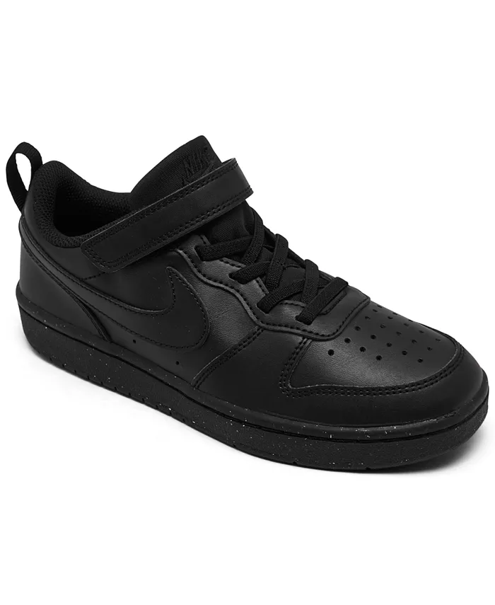 

Детские повседневные кроссовки Little Kids Court Borough Low Recraft с регулируемым ремешком от Finish Line Nike, черный