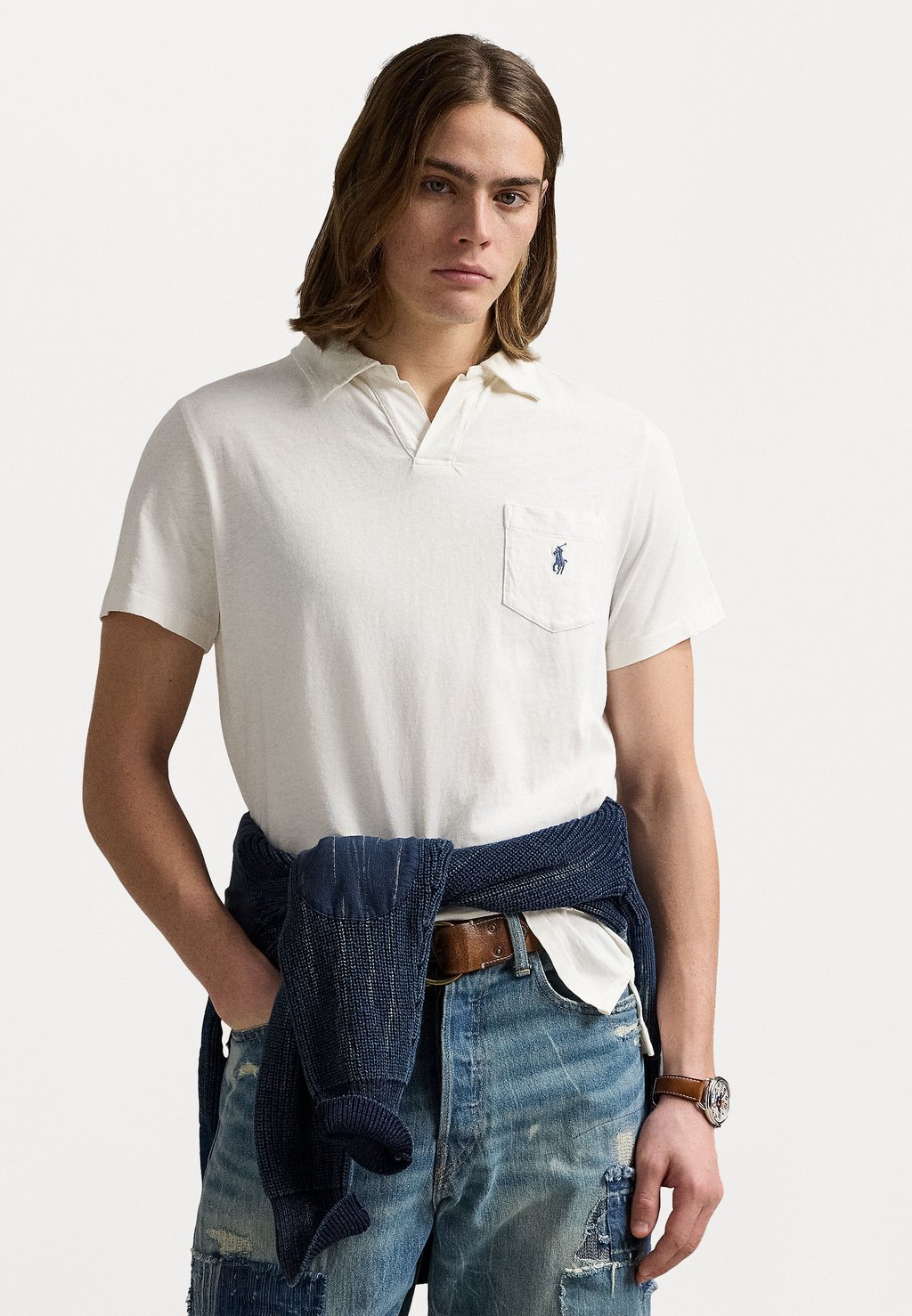 

Футболка с принтом STANDARD FIT COTTON LINEN POLO SHIRT Polo Ralph Lauren, кремовый